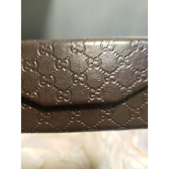 Authentic Dark Brown Gucci GG Monogram Fold-Over Eyeglass/Sunglass Case - Picture 4 of 5